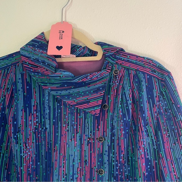 Vintage Asymmetrical Button Mini Dress - Picture 3 of 9